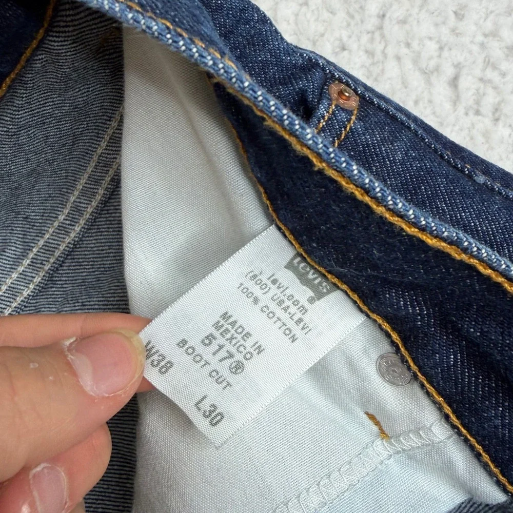 Y2K Levis 517 Mens Bootcut Jeans Dark Indigo Denim 38x30 Blue Cotton Pants